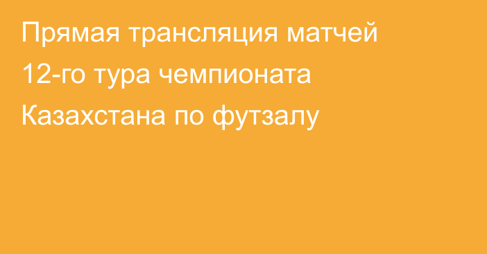 Прямая трансляция матчей 12-го тура чемпионата Казахстана по футзалу