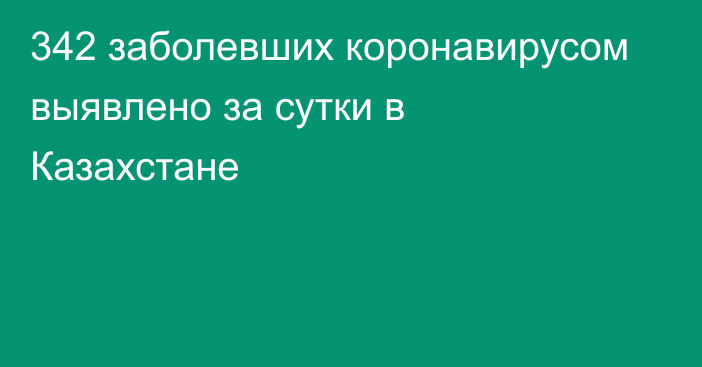 342 заболевших коронавирусом выявлено за сутки в Казахстане