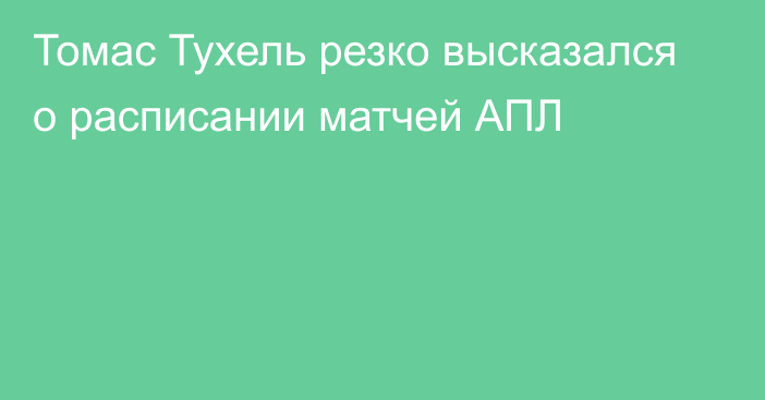 Томас Тухель резко высказался о расписании матчей АПЛ