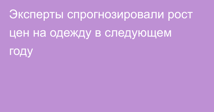 Эксперты спрогнозировали рост цен на одежду в следующем году