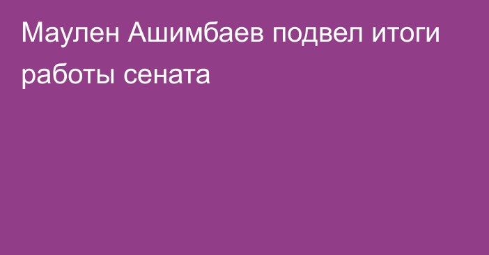 Маулен Ашимбаев подвел итоги работы сената