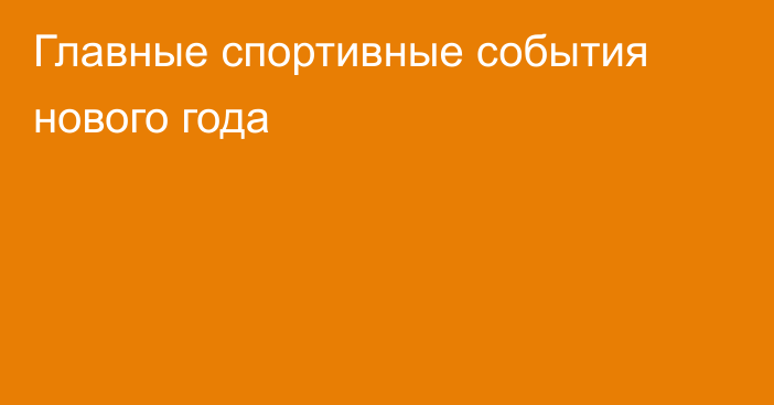 Главные спортивные события нового года