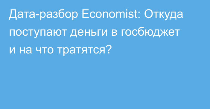 Дата-разбор Economist: Откуда поступают деньги в госбюджет и на что тратятся?