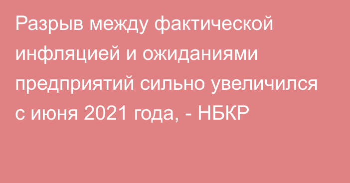 Разрыв между фактической инфляцией и ожиданиями предприятий сильно увеличился с июня 2021 года, - НБКР