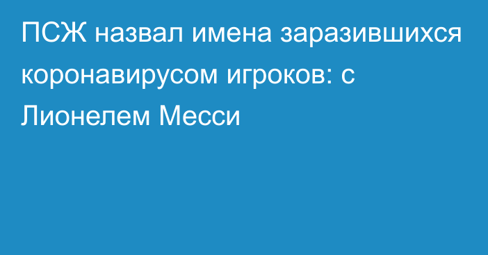 ПСЖ назвал имена заразившихся коронавирусом игроков: с Лионелем Месси