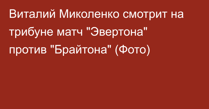 Виталий Миколенко смотрит на трибуне матч 