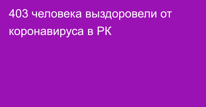 403 человека выздоровели от коронавируса в РК