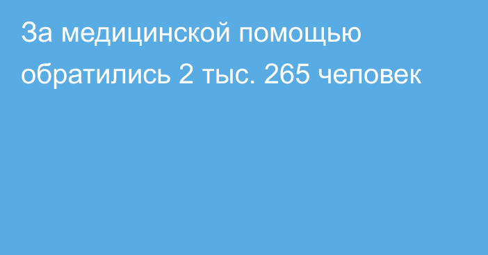 За медицинской помощью обратились 2 тыс. 265 человек