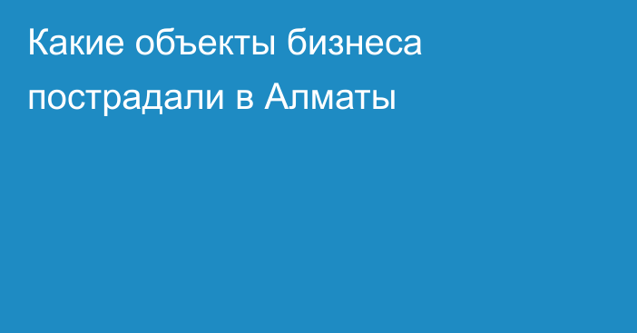 Какие объекты бизнеса пострадали в Алматы