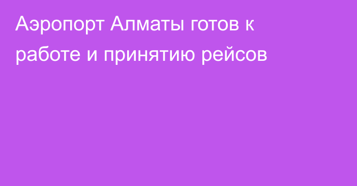 Аэропорт Алматы готов к работе и принятию рейсов