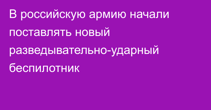 В российскую армию начали поставлять новый разведывательно-ударный беспилотник