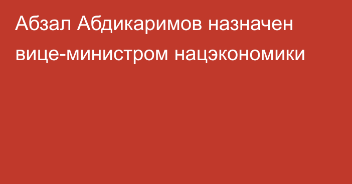 Абзал Абдикаримов назначен вице-министром нацэкономики