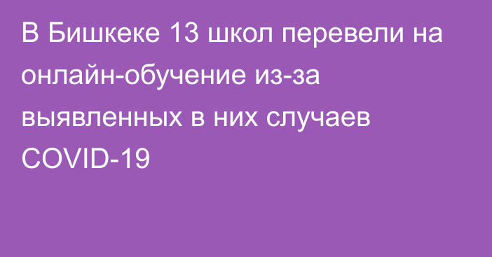 В Бишкеке 13 школ перевели на онлайн-обучение из-за выявленных в них случаев COVID-19