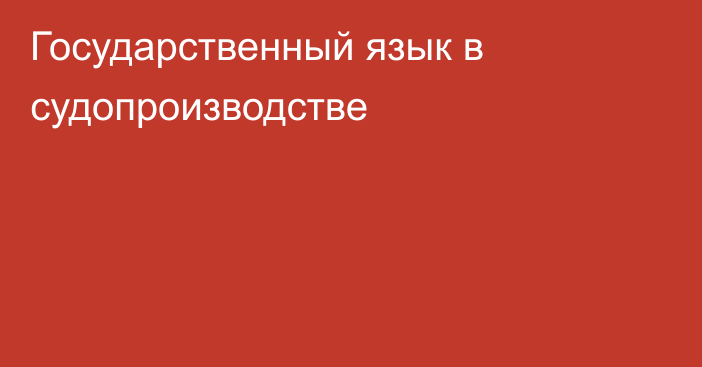 Государственный язык в судопроизводстве