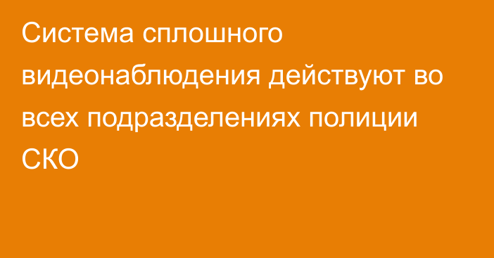 Система сплошного видеонаблюдения действуют во всех подразделениях полиции СКО