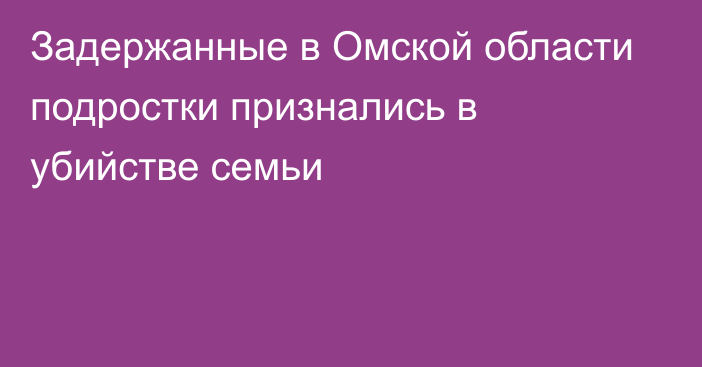 Задержанные в Омской области подростки признались в убийстве семьи