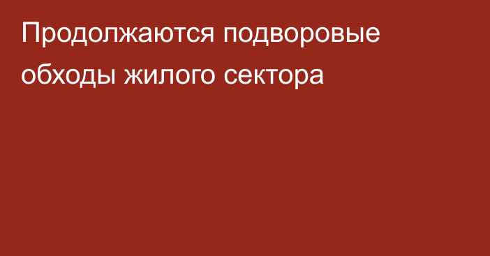 Продолжаются подворовые обходы жилого сектора