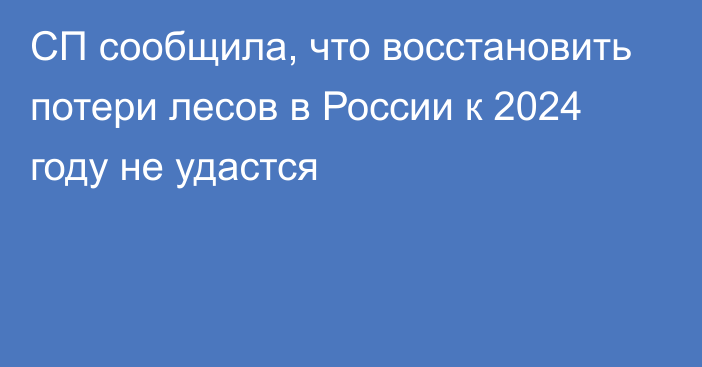 СП сообщила, что восстановить потери лесов в России к 2024 году не удастся