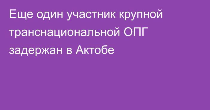 Еще один участник крупной транснациональной ОПГ задержан в Актобе