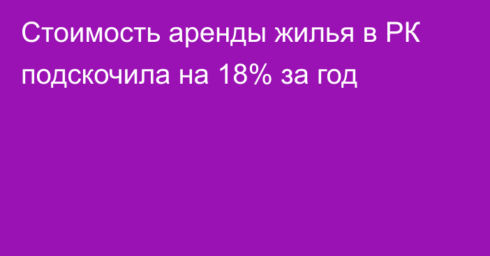 Стоимость аренды жилья в РК подскочила на 18% за год