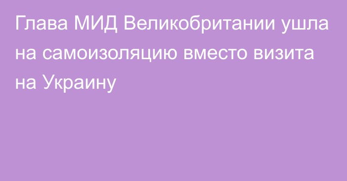 Глава МИД Великобритании ушла на самоизоляцию вместо визита на Украину