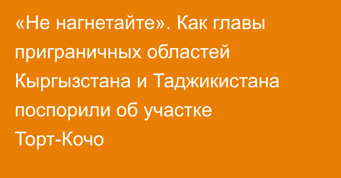 «Не нагнетайте». Как главы приграничных областей Кыргызстана и Таджикистана поспорили об участке Торт-Кочо