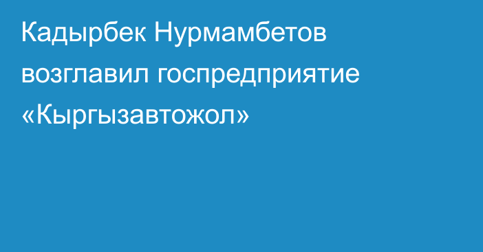 Кадырбек Нурмамбетов возглавил госпредприятие «Кыргызавтожол»