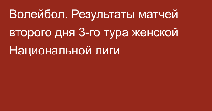 Волейбол. Результаты матчей второго дня 3-го тура женской Национальной лиги