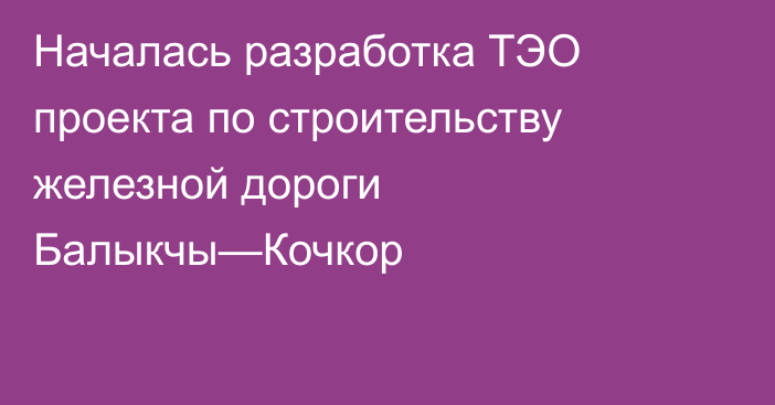 Началась разработка ТЭО проекта по строительству железной дороги Балыкчы—Кочкор