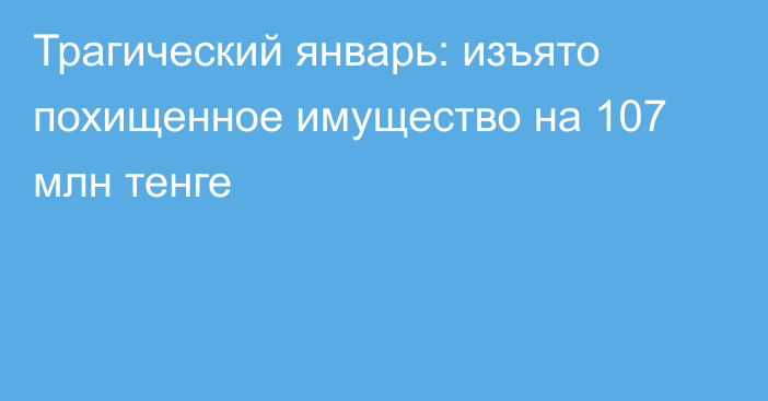 Трагический январь: изъято похищенное имущество на 107 млн тенге