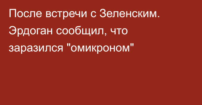 После встречи с Зеленским. Эрдоган сообщил, что заразился 