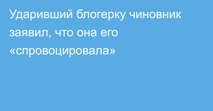 Ударивший блогерку чиновник заявил, что она его «спровоцировала»