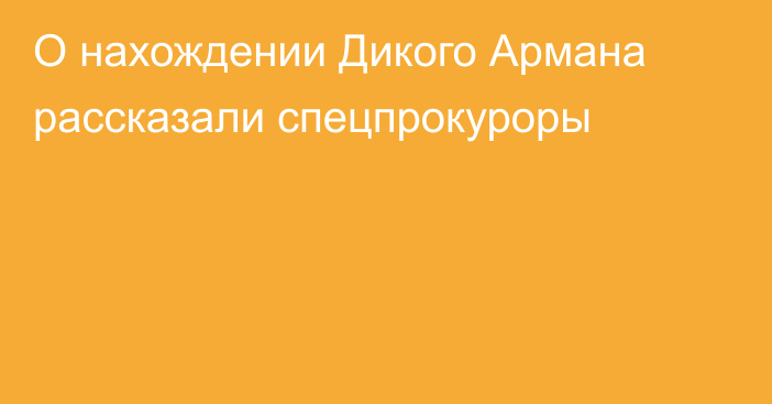 О нахождении Дикого Армана рассказали спецпрокуроры