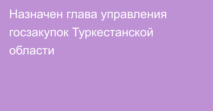 Назначен глава управления госзакупок Туркестанской области