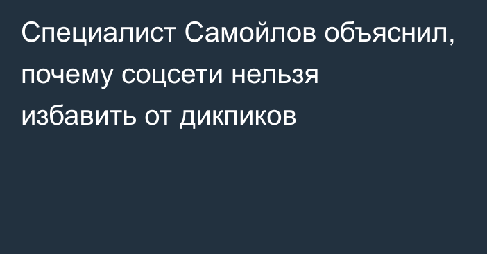 Специалист Самойлов объяснил, почему соцсети нельзя избавить от дикпиков