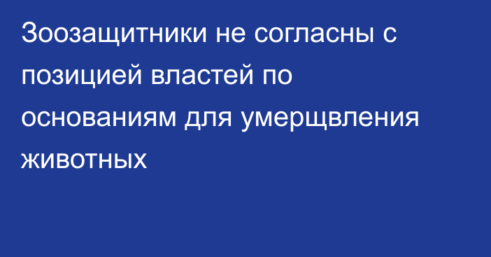 Зоозащитники не согласны с позицией властей по основаниям для умерщвления животных