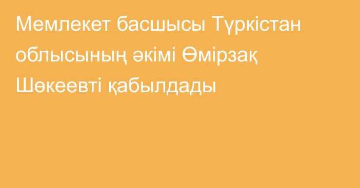 Мемлекет басшысы Түркістан облысының әкімі Өмірзақ Шөкеевті қабылдады