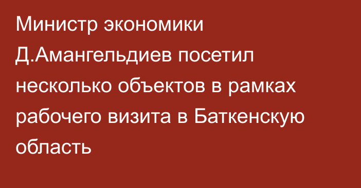 Министр экономики Д.Амангельдиев посетил несколько объектов в рамках рабочего визита в Баткенскую область