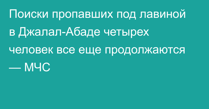 Поиски пропавших под лавиной в Джалал-Абаде четырех человек все еще продолжаются — МЧС