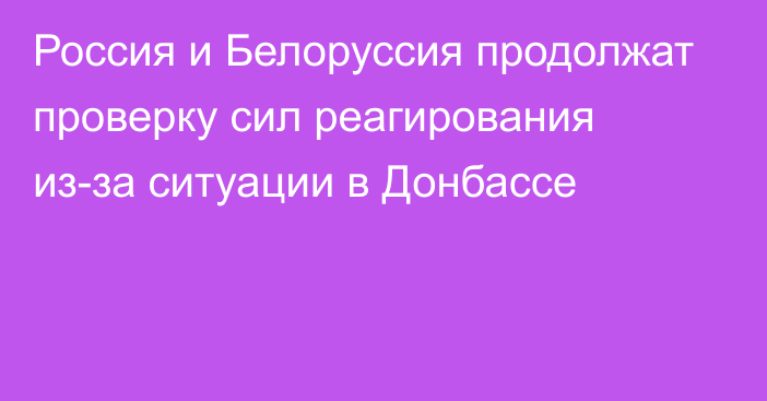 Россия и Белоруссия продолжат проверку сил реагирования из-за ситуации в Донбассе