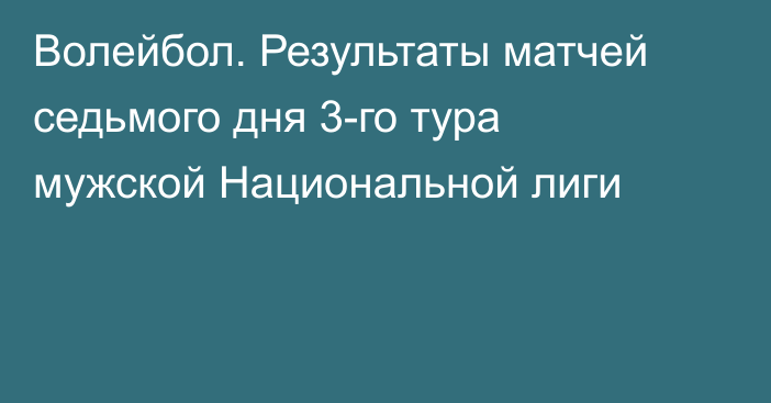 Волейбол. Результаты матчей седьмого дня 3-го тура мужской Национальной лиги