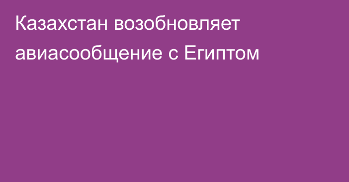 Казахстан возобновляет авиасообщение с Египтом