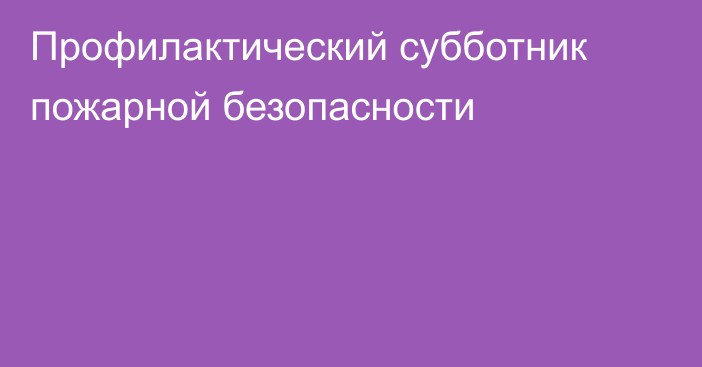 Профилактический субботник пожарной безопасности