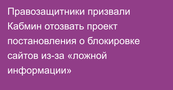 Правозащитники призвали Кабмин отозвать проект постановления о блокировке сайтов из-за «ложной информации»