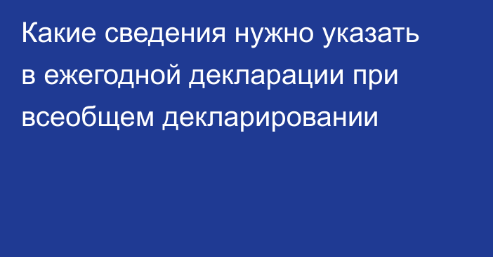 Какие сведения нужно указать в ежегодной декларации при всеобщем декларировании