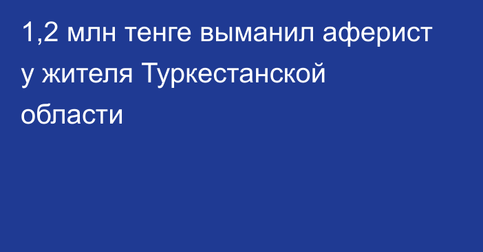 1,2 млн тенге выманил аферист у жителя Туркестанской области