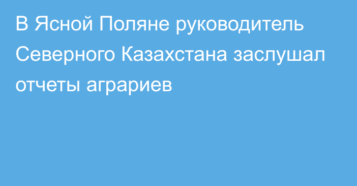 В Ясной Поляне руководитель Северного Казахстана заслушал отчеты аграриев