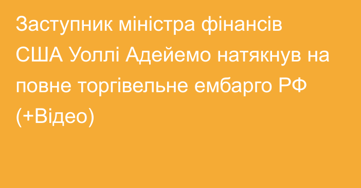 Заступник міністра фінансів США Уоллі Адейемо натякнув на повне торгівельне ембарго РФ (+Відео)