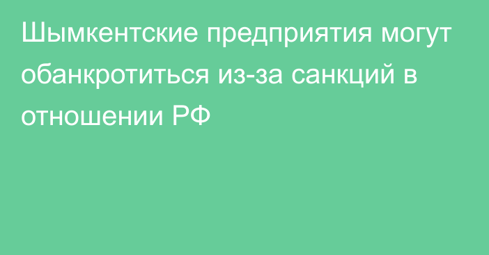 Шымкентские предприятия могут обанкротиться из-за санкций в отношении РФ