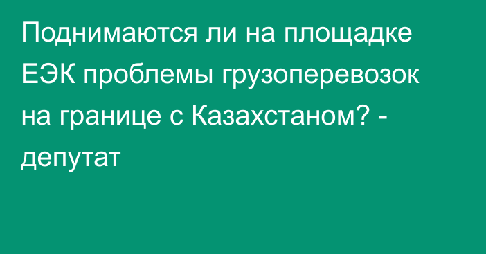 Поднимаются ли на площадке ЕЭК проблемы грузоперевозок на границе с Казахстаном? - депутат